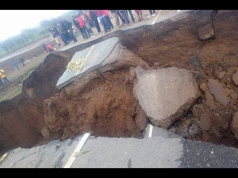 بالفيديو انهيار طريق ماي ماهيو السريع في كينيا بسبب صدع بركاني