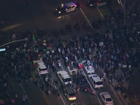 protesters in streets after ca trump rally