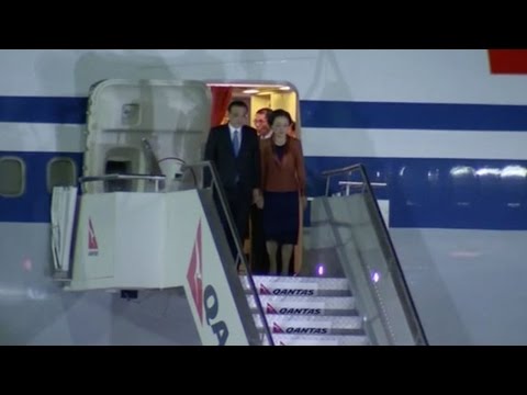 arrives in canberra for australia visit