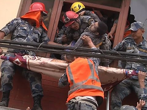 man rescued from building in nepal