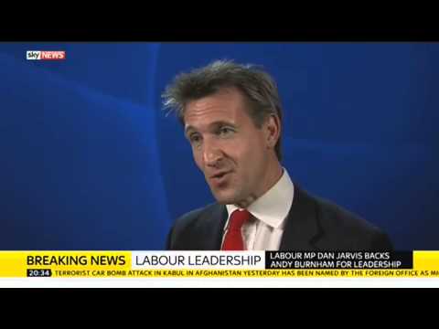 dan jarvis backs andy burnham for labour leader