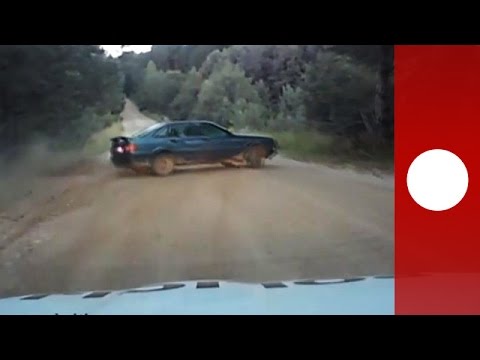 lithuania police chase drunk driver across fields