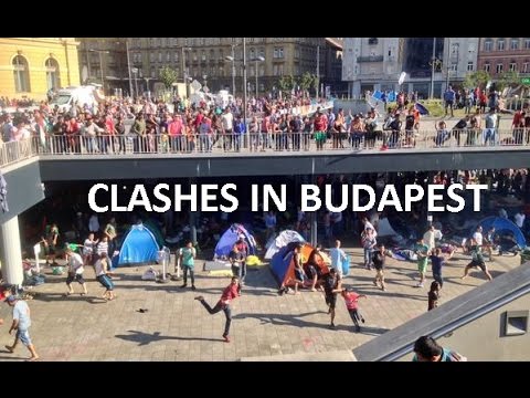 clashes at budapest train station