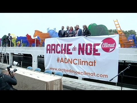 noahs arc sails along river seine in paris