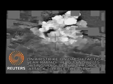 purporting to show coalition air strikes that destroyed islamic state