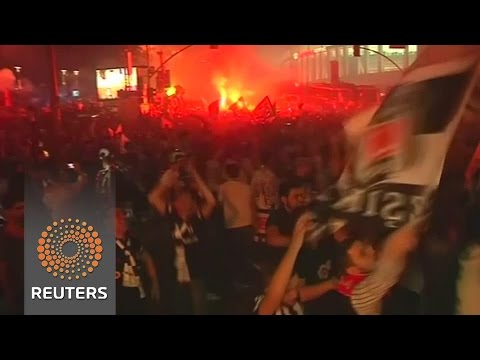 besiktas fans celebrate turkish football championship