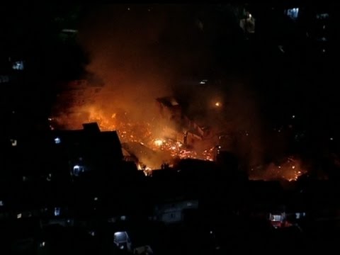 raw aerials of sao paulo shanty town fire