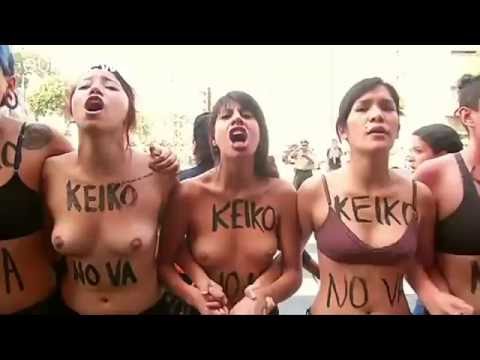 topless protesters clash with police in peru