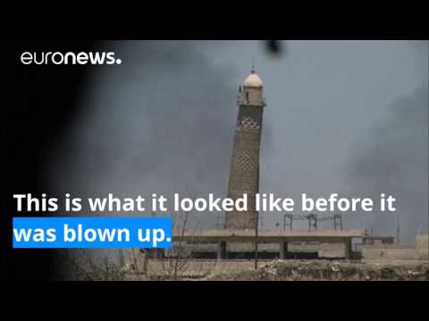 drone captures ruins of landmark mosul mosque