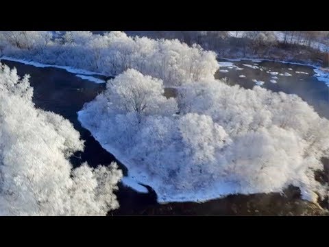 magnificent rime scenery along river