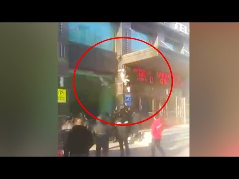 shocking moment woman crawls off hotel