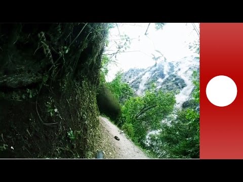 trekker video captures landslide caused by earthquake