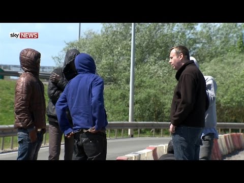 inside asylum seekers camp near calais