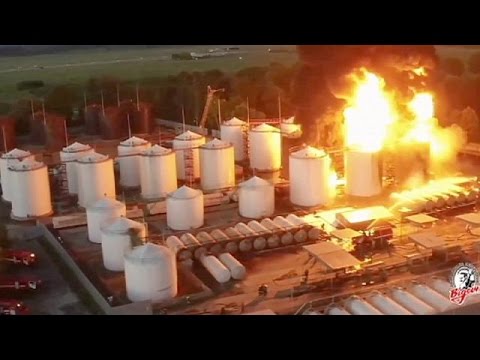 huge fire rages out of control at a fuel depot in ukraine