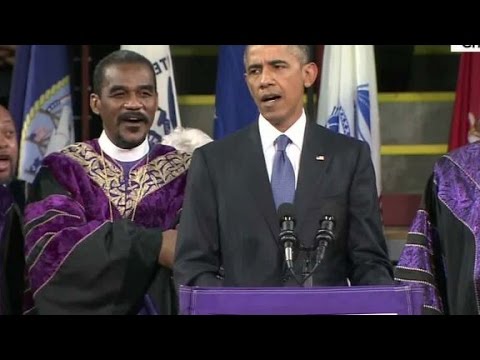 president obama leads amazing grace