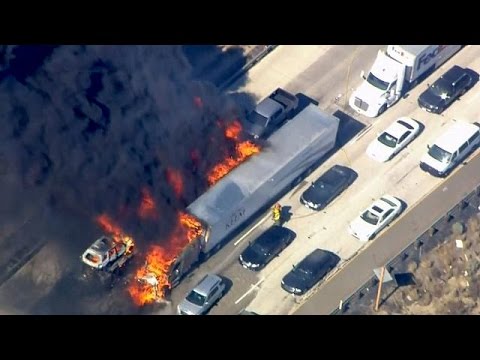 drivers flee as wildfire engulfs california highway