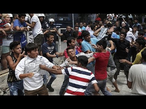 violence as greece struggles to cope with migrant numbers