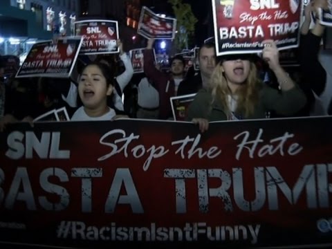 dozens in nyc protest trumps snl appearance